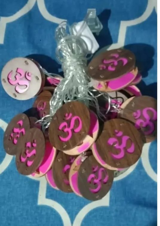 Om string lighti in pink colour, Om string light, vandan bar light, Diwali decoration light, Home decor light, Temple decoration light (21 om led light) - Image 2
