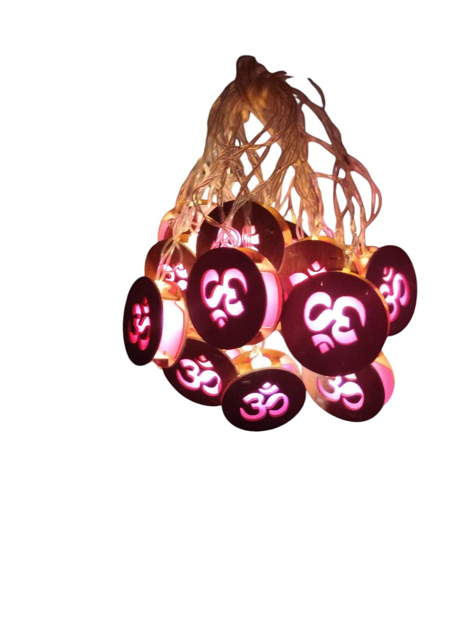 Om string lighti in pink colour, Om string light, vandan bar light, Diwali decoration light, Home decor light, Temple decoration light (21 om led light) - Image 3