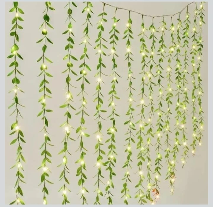 Green leaves (artificial) decoration, Tree decoration, Diwali decoration, Balcony light decoration, Bedroom light decoration, Diwali lights , Fancy lights indoor and outdoor decor - Image 2
